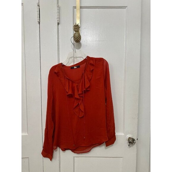 Tommy Hilfiger women’s size large red ruffle blouse - Picture 1 of 9